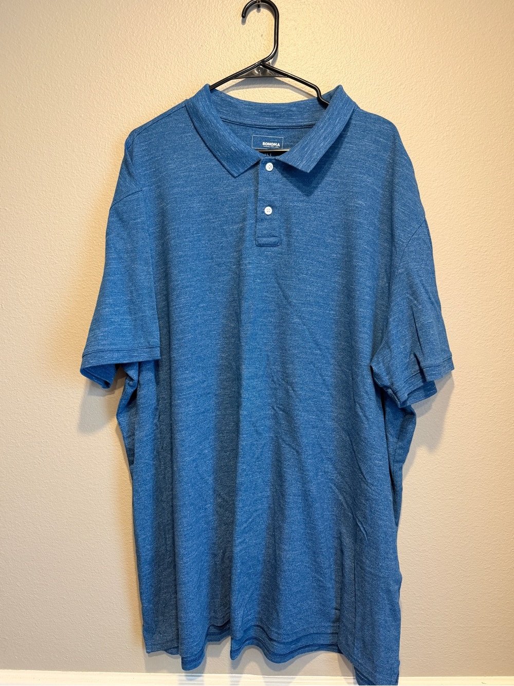 Sonoma Goods for Life Blue Heather Polo Shirt 4XLT Big & Tall Stretch Casual